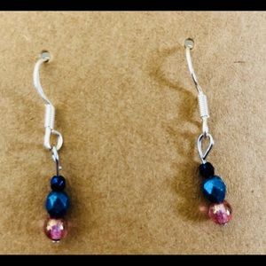 Blue and pink earrings